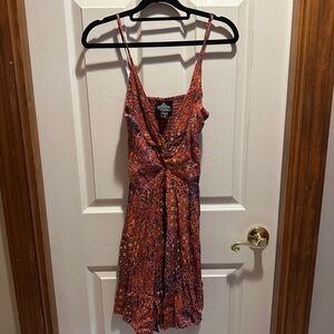 Angie Red and Orange Patterned Mini Dress